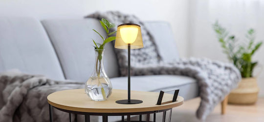 Globo Lighting Metal Table Lamp with Black Shade and Base