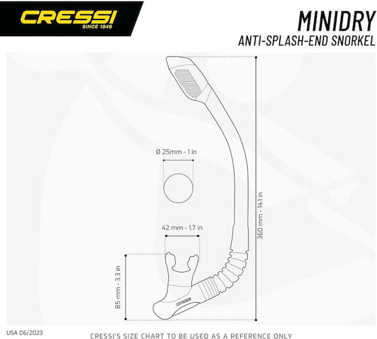Cressi Αναπνευστήρας Παιδιά Mini Dry Διάφανο Κίτρινο
