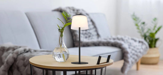 Globo Lighting Metal Table Lamp with Black Shade and Base