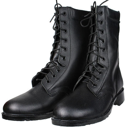 X-Feet Military Boots Leather Black 13027-BLACK
