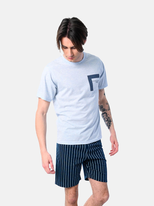 Dreams by Joyce Summer Men's Cotton Pyjamas Light Blue