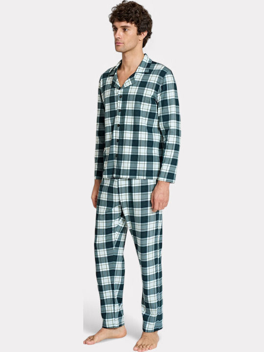 Pijadore Men's Pyjamas Green Checkered – Long Sleeve Pjdr1818-2-green