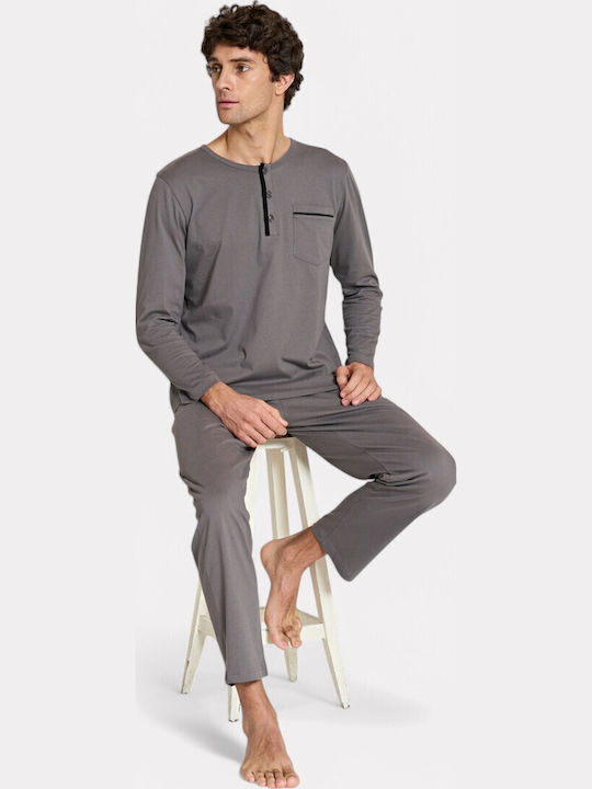 Pijadore Herren Pyjama Grau – Langarm Pjdr1814-2-grau