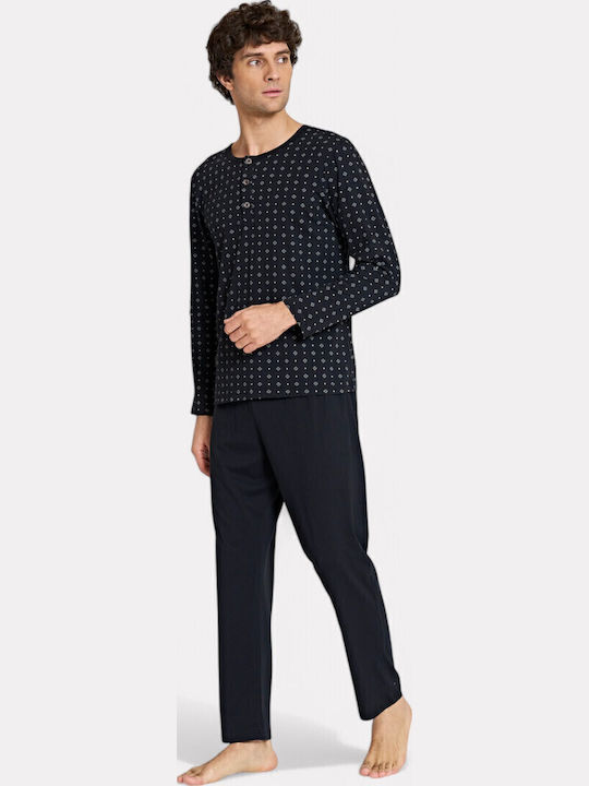 Pijadore Schwarzes Herren-Pyjama-Design – Langarm Pjdr1822-2-schwarz