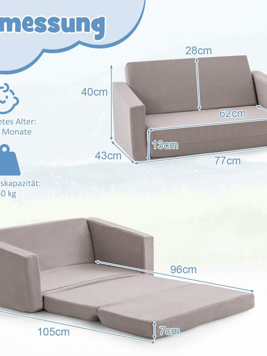 Kids Sofa Grey 77x43x40cm