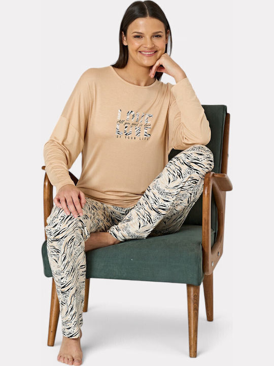 Pijadore Winter Women's Pyjama Set Beige