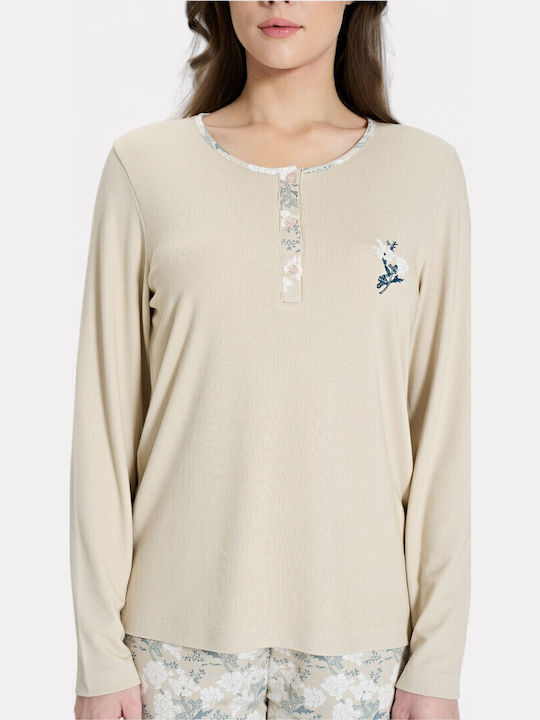 Pijadore Winter Women's Pyjama Set Beige