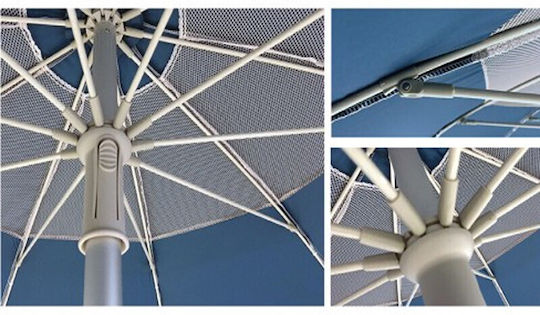 Maui & Sons Folding Aluminum Beach Umbrella Diameter 2.2m with UV Protection and Air Duct Clear Sky