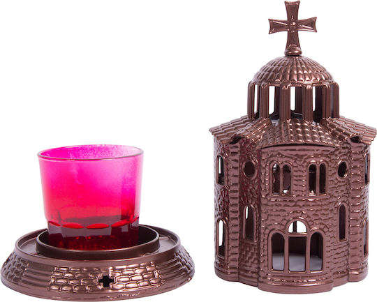 Metal Cylindrical Vigil Oil Lamp Church 1 Piece Silver