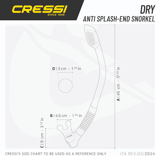 CressiSub Snorkel Black with Silicone Mouthpiece