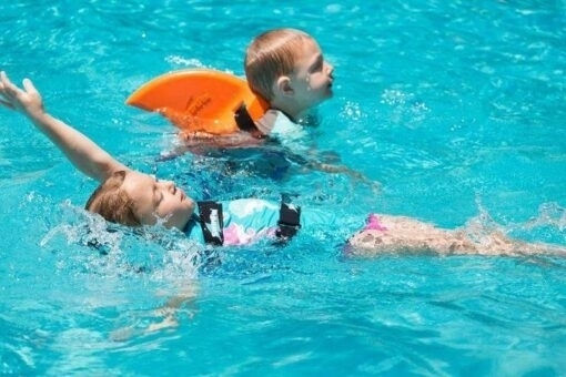 SwimFin Swim Belt with Building Blocks Orange