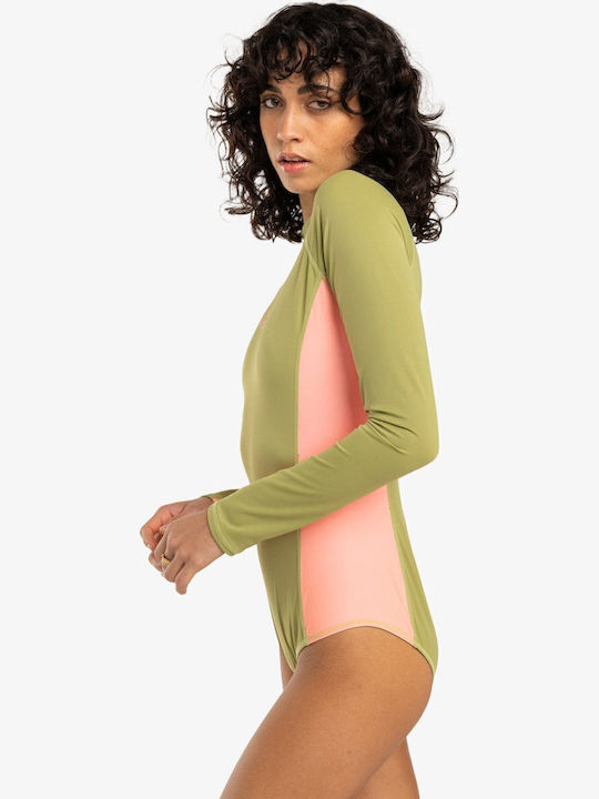 Tropical Bodysuit Active Swimsuit With Zipper Avocado