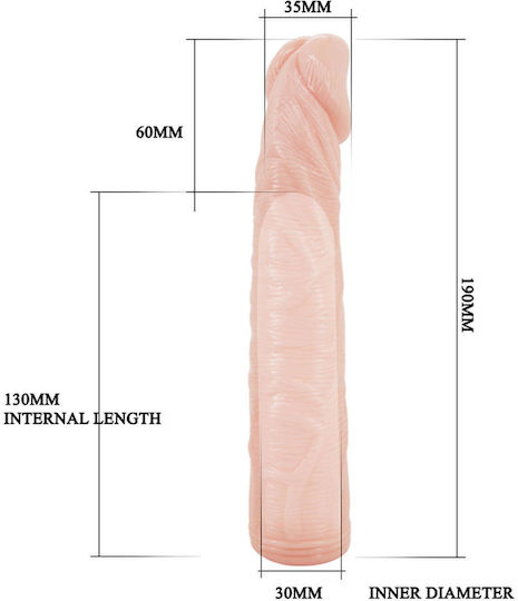 Baile Realistische Penis-Verlängerung Fleisch 19cm