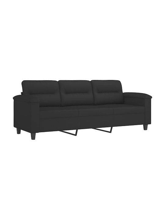 Three-Seater Couch Black 210x77x80 cm