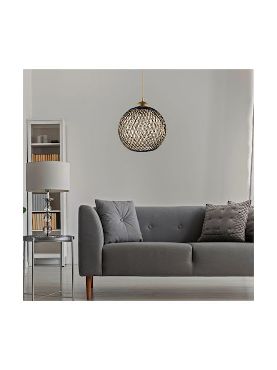 HomeMarkt Ρυθμιζόμενο Κρεμαστό Φωτιστικό Καφέ Boho με Ντουί E27 36x36x65εκ.