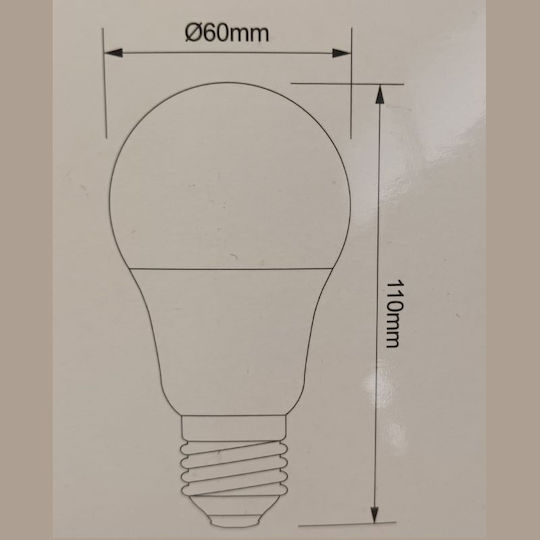 Fos me Λάμπα LED 8W για Ντουί E27 και Σχήμα A60 Θερμό Λευκό