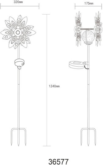 Globo Lighting Καρφωτό Ηλιακό Φωτιστικό Λουλούδι με Θερμό Λευκό Φως 3000K IP44 32x17.5x124εκ.
