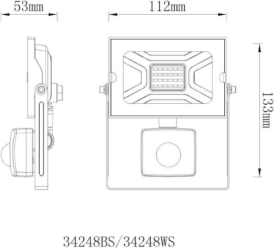 Globo Lighting Στεγανός Προβολέας LED 20W Ψυχρό Λευκό 6000K με Αισθητήρα Κίνησης IP44