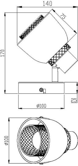 Trio Lighting Единично Спот с Цокъл E14 в Черен Цвят