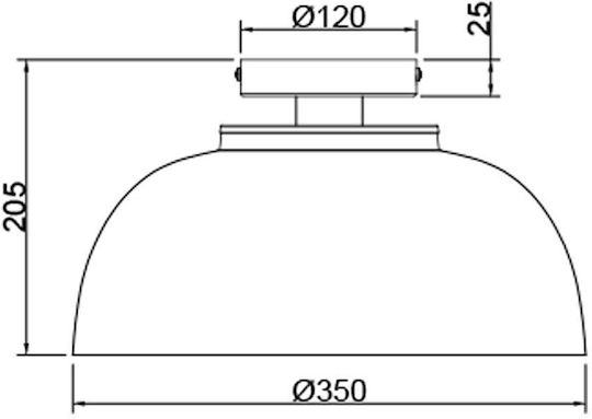 Trio Lighting Punch Πλαφονιέρα Οροφής 35εκ. Μαύρη με Ντουί E27
