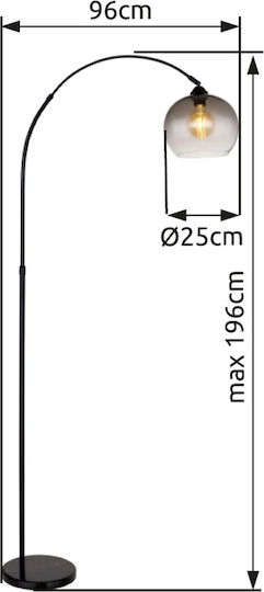 Globo Lighting Newcastle Floor Lamp H196xW30cm. with Socket for Bulb E27 Silver