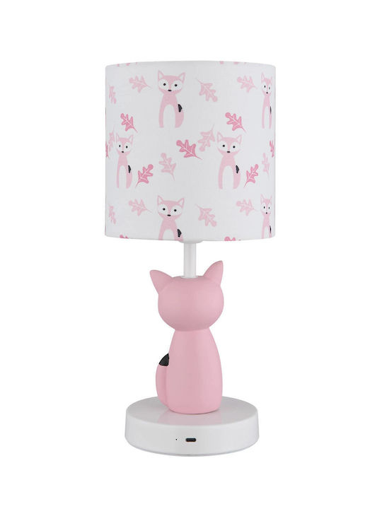 Globo Lighting Metal Table Lamp LED with Pink Shade and Base