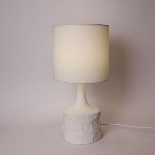 Ceramică Lampă de masă cu Abajur Alb și Bază