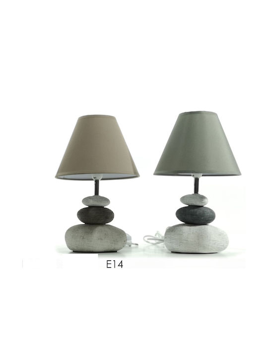 General Trade Fabric Table Lamp for E14 Socket with Brown Shade and Grey Base