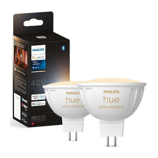 Philips Smart Λάμπες LED 5.1W για Ντουί GU5.3 και Σχήμα MR16 Φυσικό Λευκό 400lm Dimmable 2τμχ