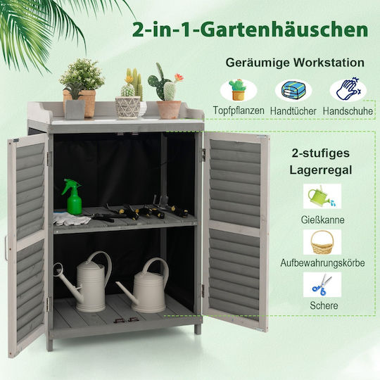 Costway Wooden Garden Cabinet Metal Plate 2 Storage Shelves Sliding Doors Gray 53 X 46 cm Gt4027gr Costway Wooden Garden Cabinet Metal Plate 2 Storage Shelves Sliding Doors Gray 53 X 46 cm Gt4027gr