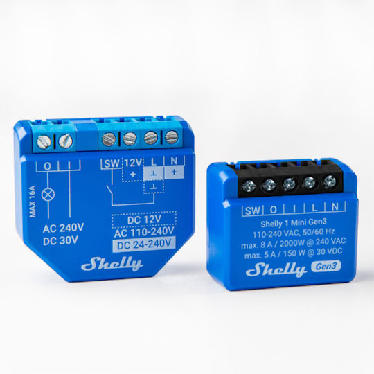 Shelly Mini Gen3 Intelligenter Schalter Wi-Fi & Bluetooth 10A 2 Stück
