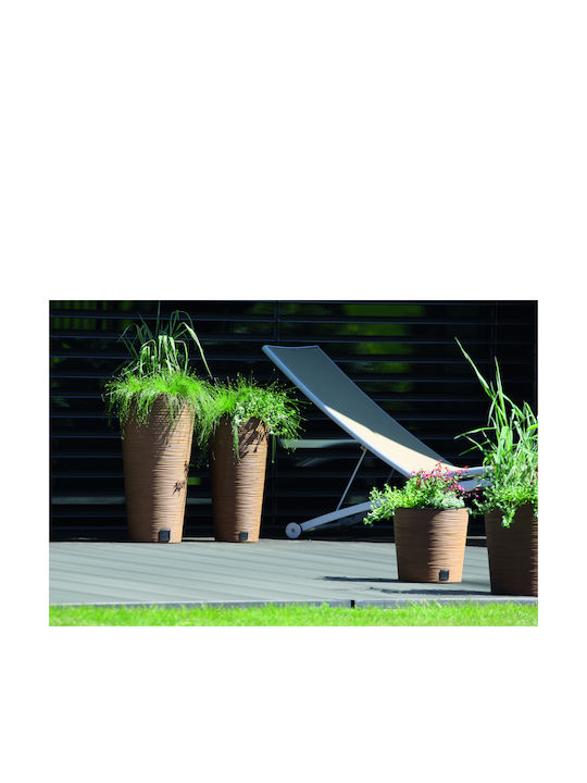 Iliadis Furu Slim Ghiveci Plastic Negru cu suport 25x25x48εκ.