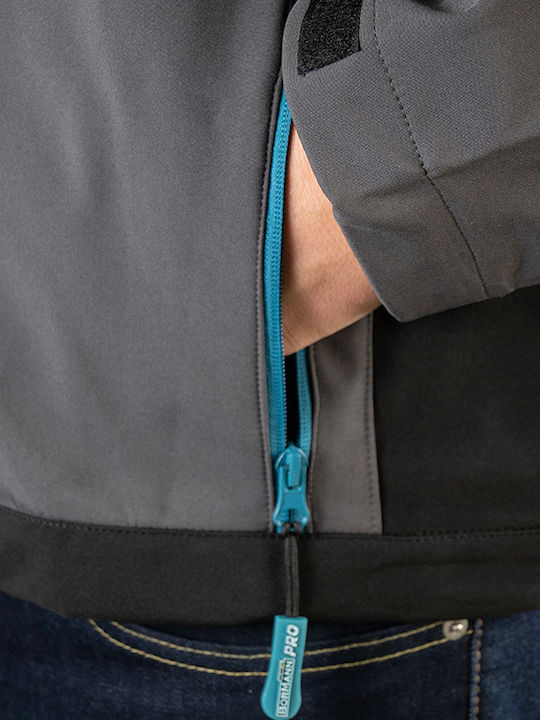 Bormann Pro Napoli Μπουφάν Εργασίας Softshell με Κουκούλα Γκρι
