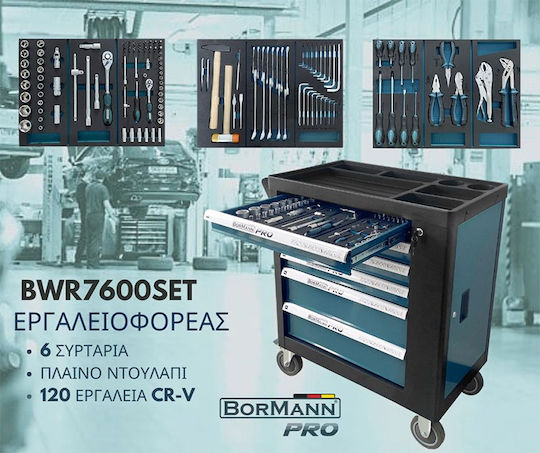 Bormann Pro BWR7600SET Εργαλειοφόρος με 6 Συρτάρια και 120 Εργαλεία
