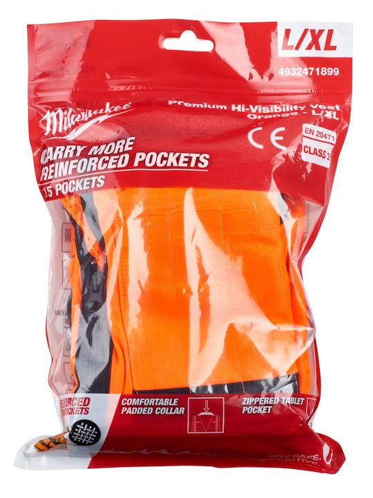 Milwaukee Men's Safety Vest with Reflective Film Orange Construction site