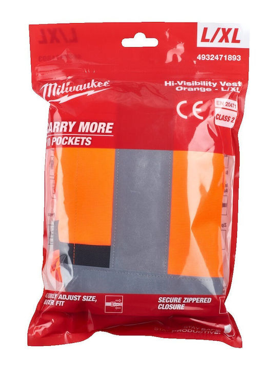 Milwaukee Men's Safety Vest with Reflective Film Orange Construction site