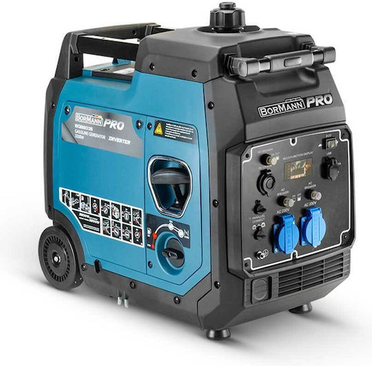 Bormann Pro BGB2035 Generatoare silențioase Generator Inversor Benzină (în patru timpi) Patru timpi cu Autostart, Roți și Putere Maximă 3.5kVA