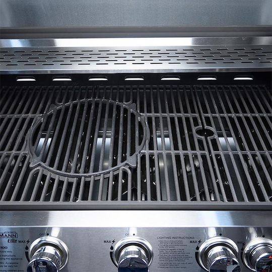 Bormann Elite BBQ5050 Ψησταριά Υγραερίου Μαντεμένιας Σχάρας 69x45εκ. με 4 Εστίες 14.4kW και Πλαϊνό Μάτι 2.7kW