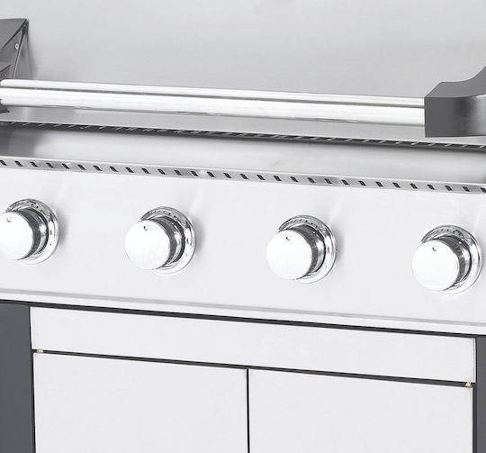 Elite BBQ5500 Газово Барбекю Чугунена Решетка 71брx49.5брсм. с 6 бр 22.5кВт и Страничен Нагревател Инфрачервена