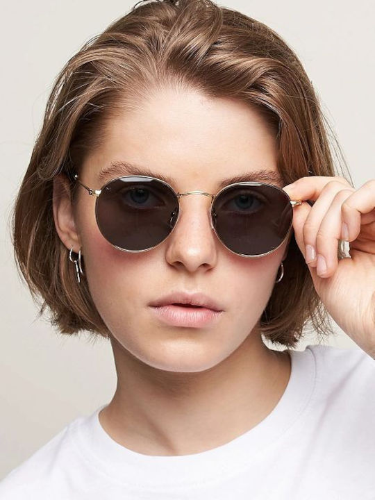 Meller Yster Unisex Sunglasses with Gold Metal Frame and Black Polarized Lens Y-GOLDCAR