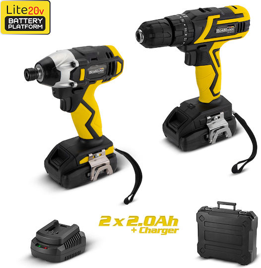 Bormann BCD2610 Set Mașină de găurit & Șurubelniță 20V cu 2 baterii 2Ah și husă
