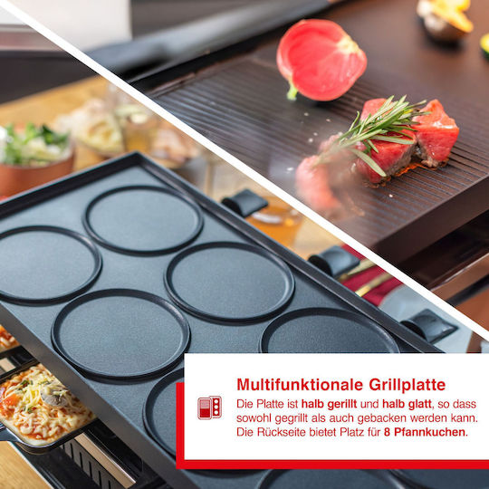 Solis Tischplatte Elektrogrill Aluminium Glatte und Geriffelte Platte 1500W mit einstellbarem Thermostat 53cmx24cmcm