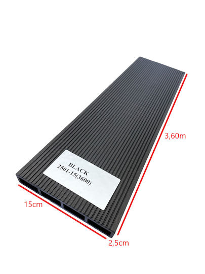 Dedron Umzäunung Deck für den Garten aus WPC 360x15x2.5cm 1Stück Black