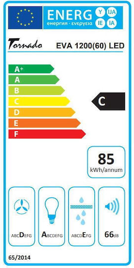 Tornado Eva Chimney Vent Hood 60cm Black