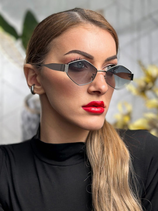SeeVision Дамски Слънчеви Очила с Сребърна Метална Рамка и Зелени Преливащи Огледални Стъкла 50145-SILVER/GREEN
