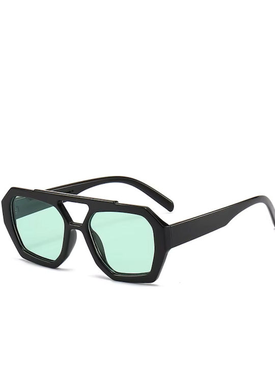 SeeVision Unisex Sonnenbrille mit Schwarz Metall Gestell und Schwarz Linse 50146-BLACK/GREEN