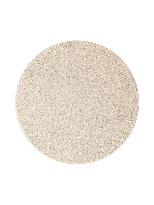 vidaXL Rutschfest Teppich Außenbereich Rund Synthetisch,Polyester/Cotton/Leather Cream