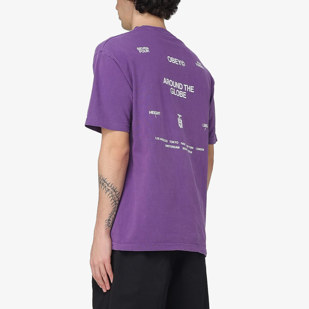 Tシャツ・カットソー OBEY Men T-shirt Violet 167924096 IPR Obey AROUND THE GLOBE TEE | 167924096-PIB | AFEW STORE