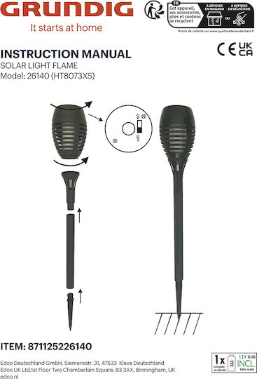 Grundig Καρφωτό Ηλιακό Φωτιστικό με Φωτοκύτταρο