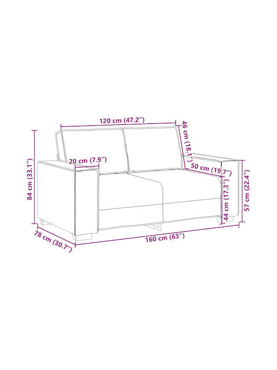 Two-Seater Couch Artificial Leather White 160x78x84cm